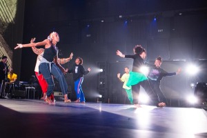The Urban Bush Women cast dances at The Lindemann